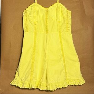 NWT Urban Outfitters Yellow Juliet Lace Inset Romper Size M